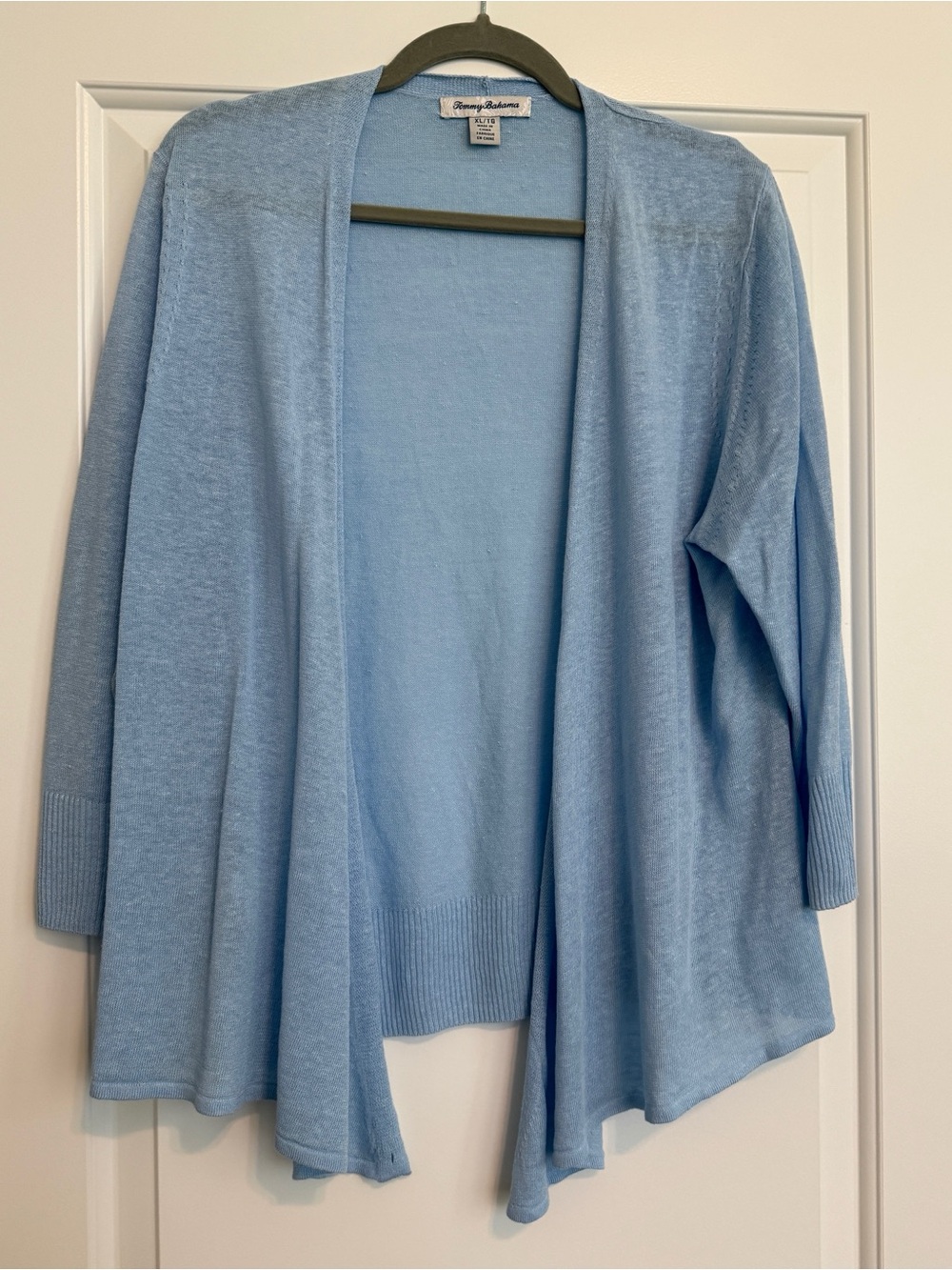 NWOT Tommy Bahama Sky Blue Addison Linen Blend Open-Front Cardigan XL